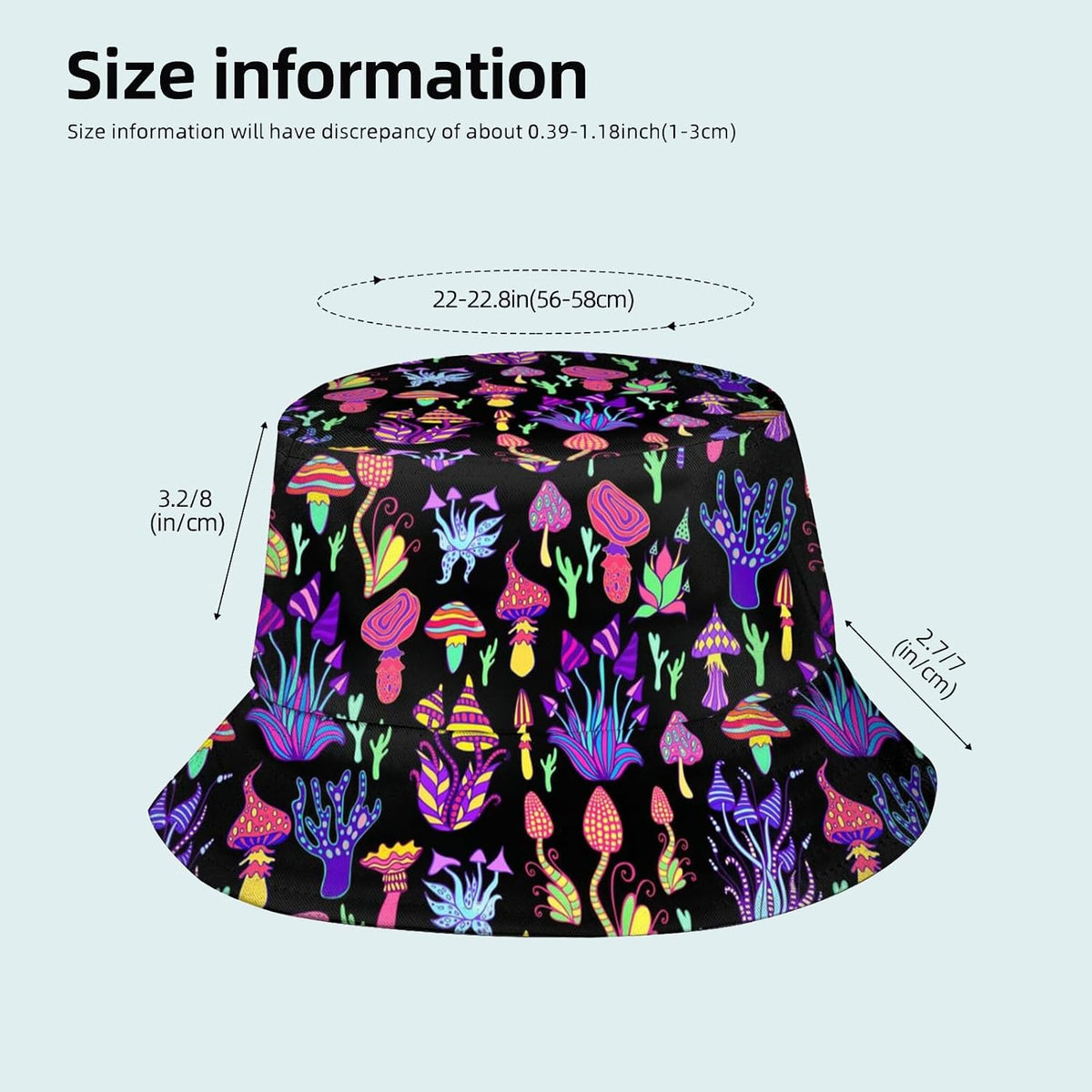 Women Men Rave Trippy Festival Outfits Accessories for Women Summer Beach Sun Hat Packable Fisherman Cap Mushroom Gifts