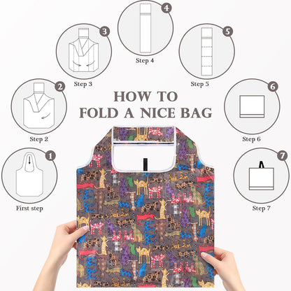 Reusable Grocery Bags Foldable Polyester. Cute Reusable Shopping Bags for Women Large Heavy Duty