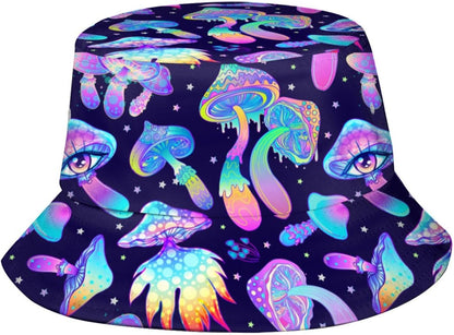 Women Men Rave Trippy Festival Outfits Accessories for Women Summer Beach Sun Hat Packable Fisherman Cap Mushroom Gifts