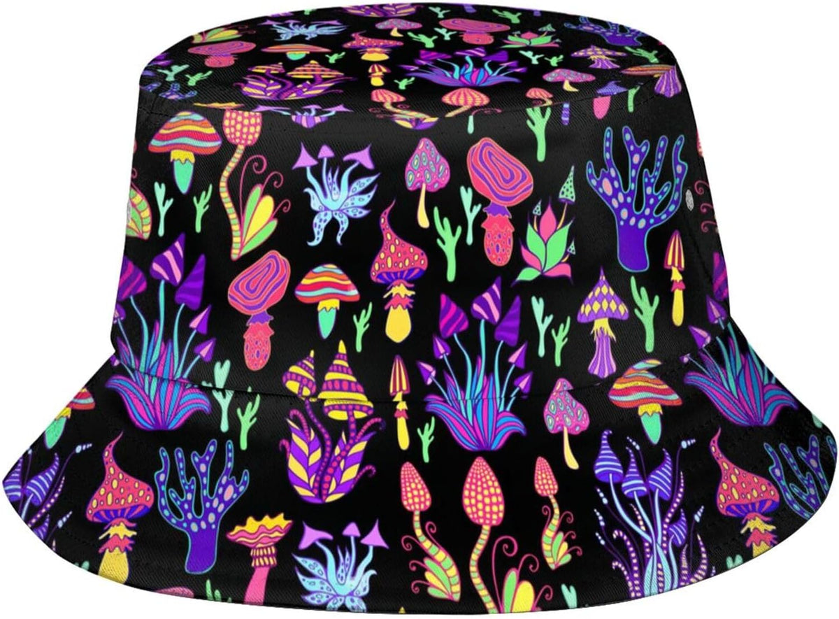 Women Men Rave Trippy Festival Outfits Accessories for Women Summer Beach Sun Hat Packable Fisherman Cap Mushroom Gifts