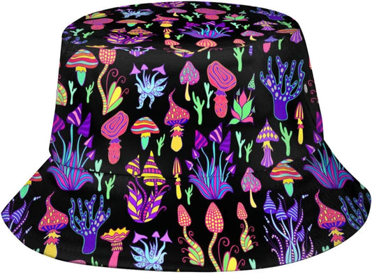 Women Men Rave Trippy Festival Outfits Accessories for Women Summer Beach Sun Hat Packable Fisherman Cap Mushroom Gifts