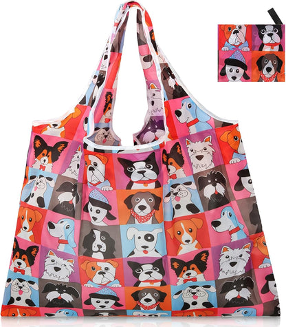 Reusable Grocery Bags Foldable Polyester. Cute Reusable Shopping Bags for Women Large Heavy Duty