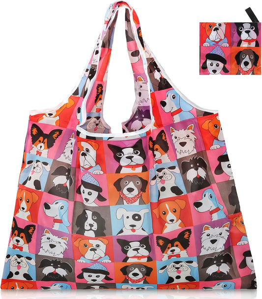 Reusable Grocery Bags Foldable Polyester. Cute Reusable Shopping Bags for Women Large Heavy Duty